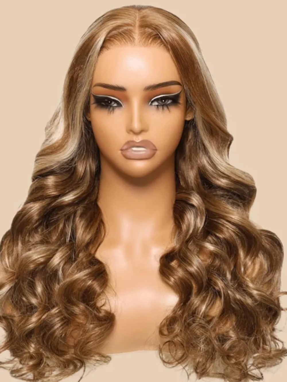 Bye Bye Knots Wig 7x5 Humam Hair Lace Front Wigs Honey Blonde Highlights 18 Inch